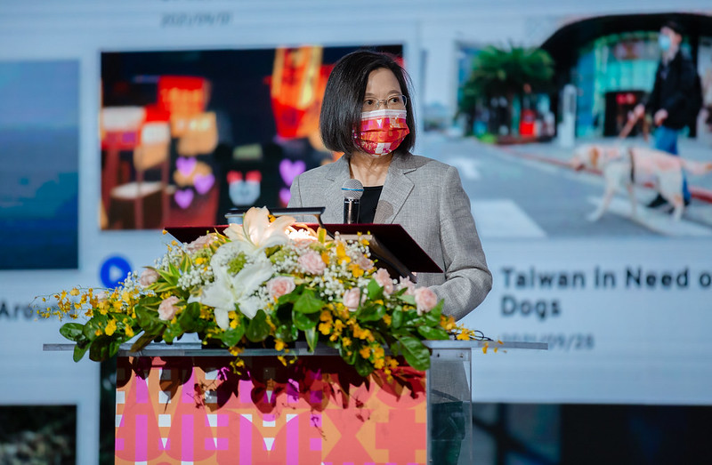 總統蔡英文出席台灣文化協會滿百年紀念會，上台致詞。（圖／總統府提供）