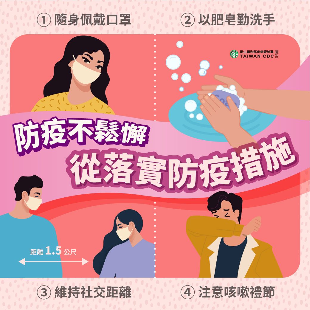 COVID-19 prevention poster. (Photo / Provided by Taiwan Centers for Disease Control)