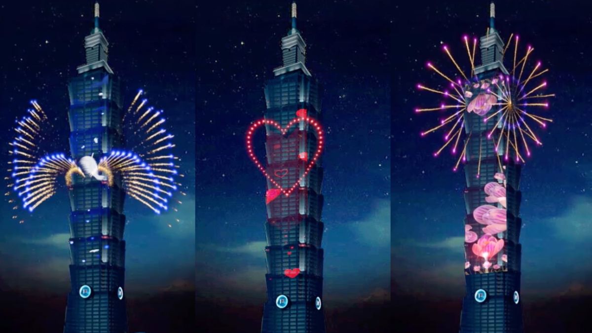 Màn trình diễn âm thanh và ánh sáng năm nay dự kiến sẽ diễn ra trong 360 giây sẽ sử dụng 16.000 quả pháo hoa để thắp sáng hình ảnh "Trái tim" và "Thiên thần dang cánh" trên bầu trời. (Nguồn ảnh: Tòa nhà 101 Đài Bắc)
