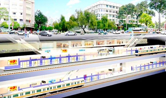 Nhà ga metro trung tâm Bến Thành đã hoàn thành gần 87%. (Nguồn ảnh: tuoitre.vn)