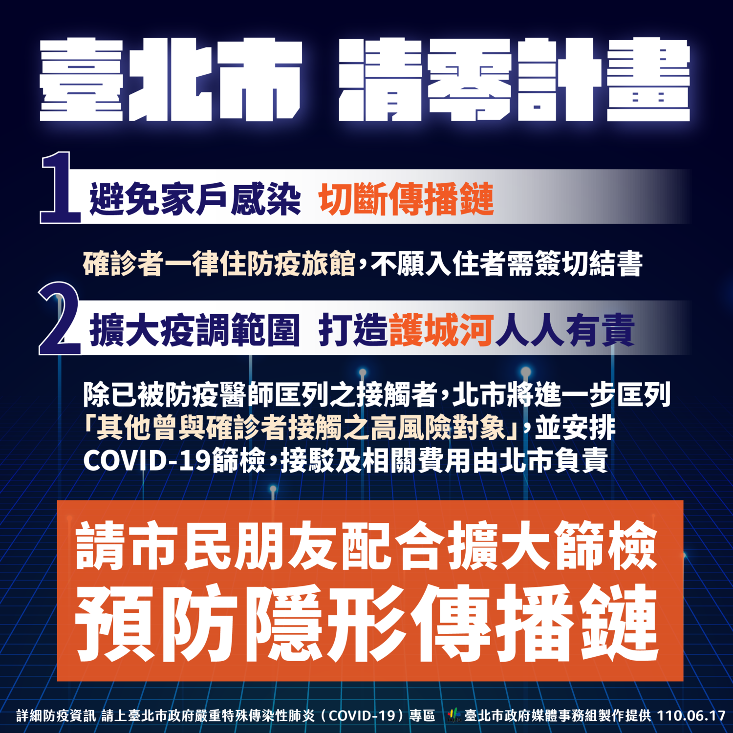 Hai tiêu chuẩn của “台北市清零計畫” (Kế hoạch đưa dịch bệnh về con số không của thành phố Đài Bắc). (Nguồn ảnh: chính quyền thành phố Đài Bắc)
