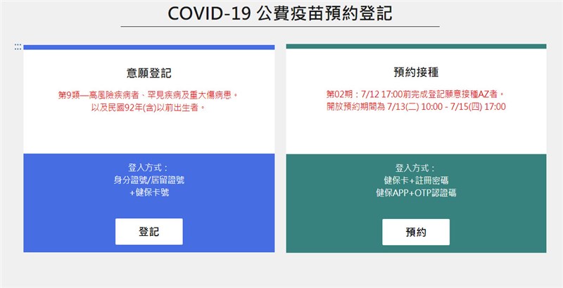 外籍人士可以登記預約疫苗。 圖／翻攝自疫苗預約平台