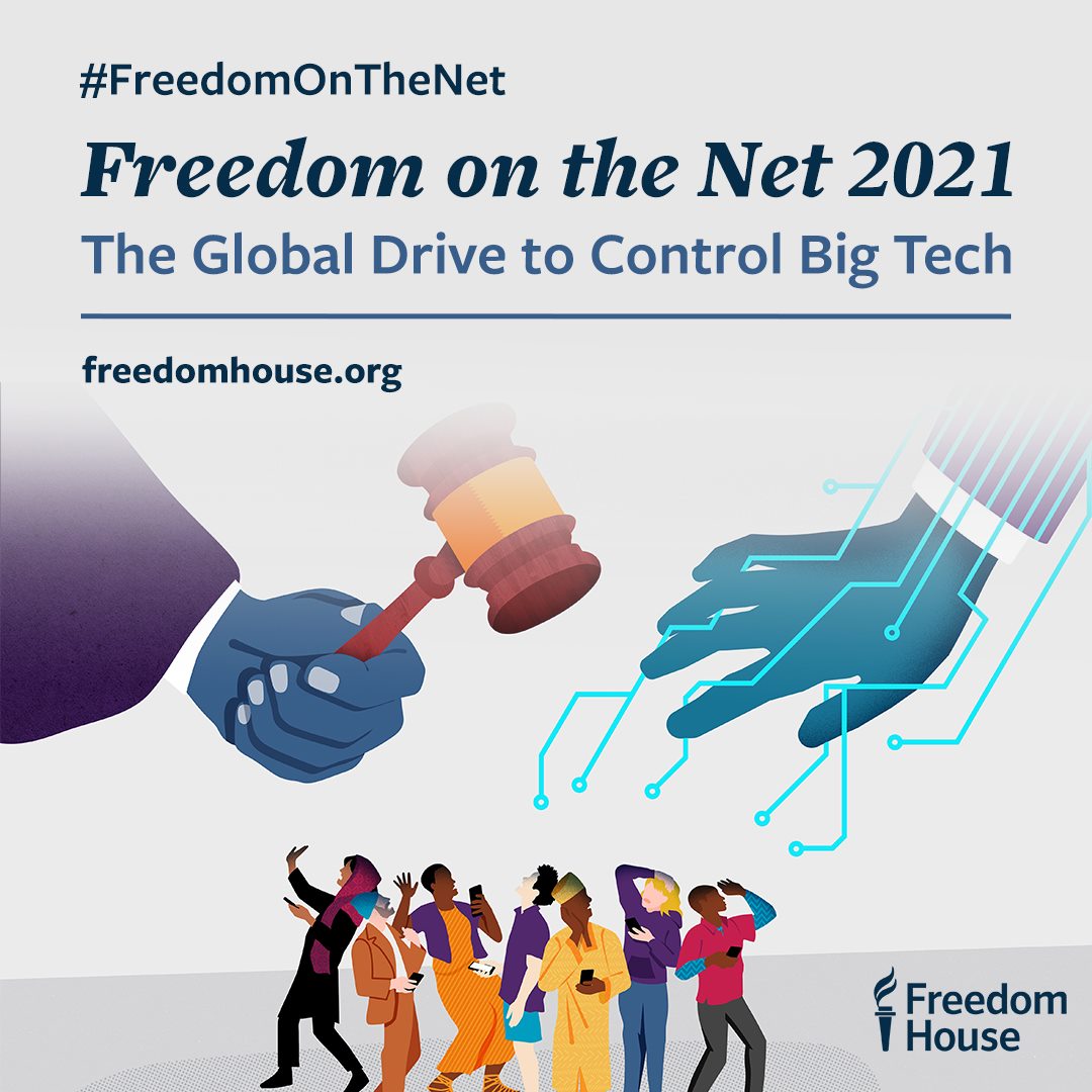 2021球網路自由(Freedom on the Net)排名報告。（圖／取自Freedom House臉書