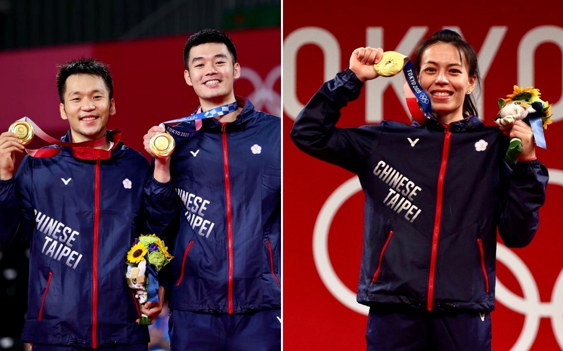 Nữ đô cử Quách Hạnh Thuần, đôi nam cầu lông Vương Tề Lân và Lý Dương đều giành huy chương vàng Olympic Tokyo 2020. (Nguồn ảnh:《美聯社》)