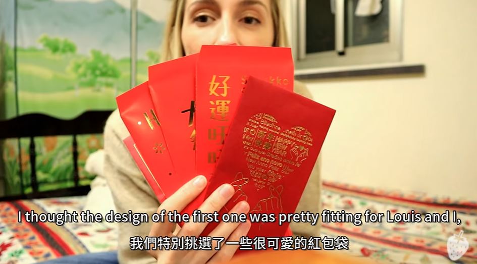 Casey prepared many red envelopes. Photo provided by Kelsi May