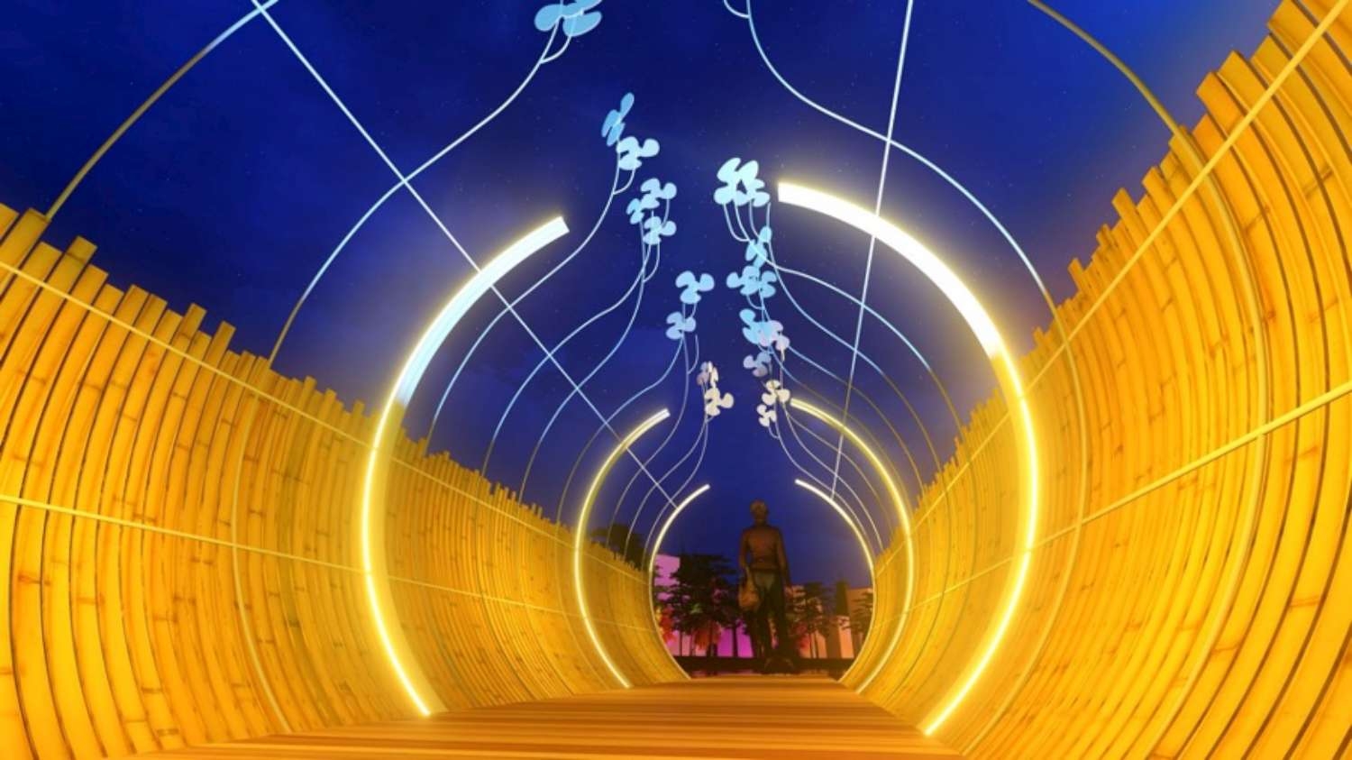 6件「虎嘯生風」聲光裝置點亮東門城、護城河。 圖／新竹市府提供