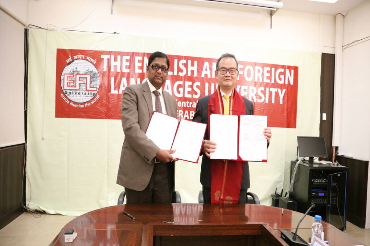 印度第一外語大學簽合作備忘錄。 圖／教育部提供