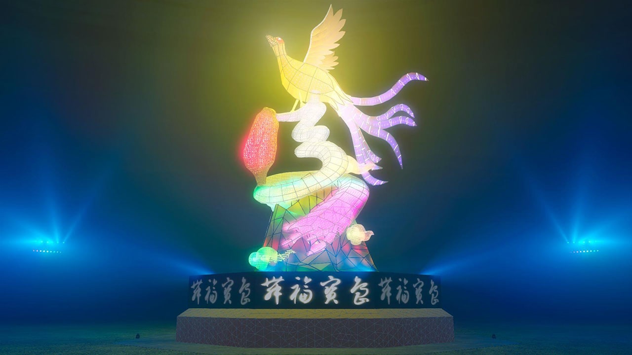 โคมไฟหลัก "ไก่ฟ้าจักรพรรดิ" ผสมผสานศิลปะพู่กันจีน ภาพ / จากสำนักงานการท่องเที่ยว
