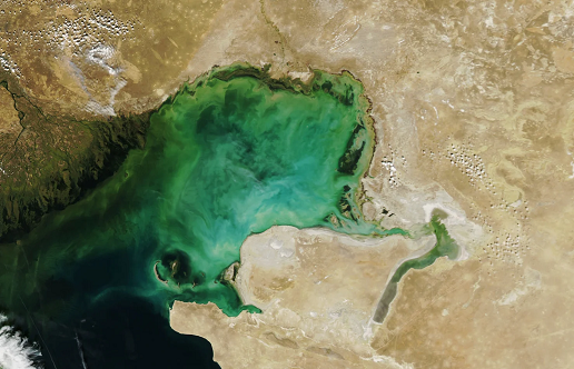 The Caspian Sea has been shrinking since the mid-1990s, but the rate it's disappearing has sped up since 2005. 