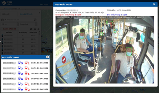 越南公車業者透過攝影機，確認乘客是否有佩戴口罩。（圖／翻攝自Vovgiaothong.vn）