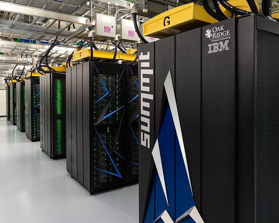 (The world's most powerful supercomputer, the IBM Summit (photo by Carlos Jones, ORNL, via Flickr))