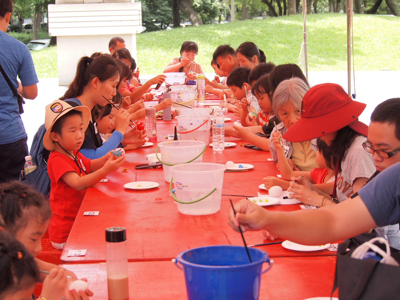 New residents take part in Egg Painting Competition. 