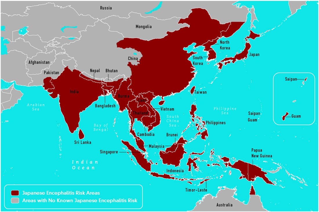 Japanese encephalitis risk area (Source CDC)