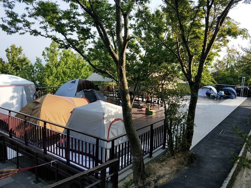 (The camping platforms at Bishan Campsites. (Taipei Geotechinical Engineering Office photo))