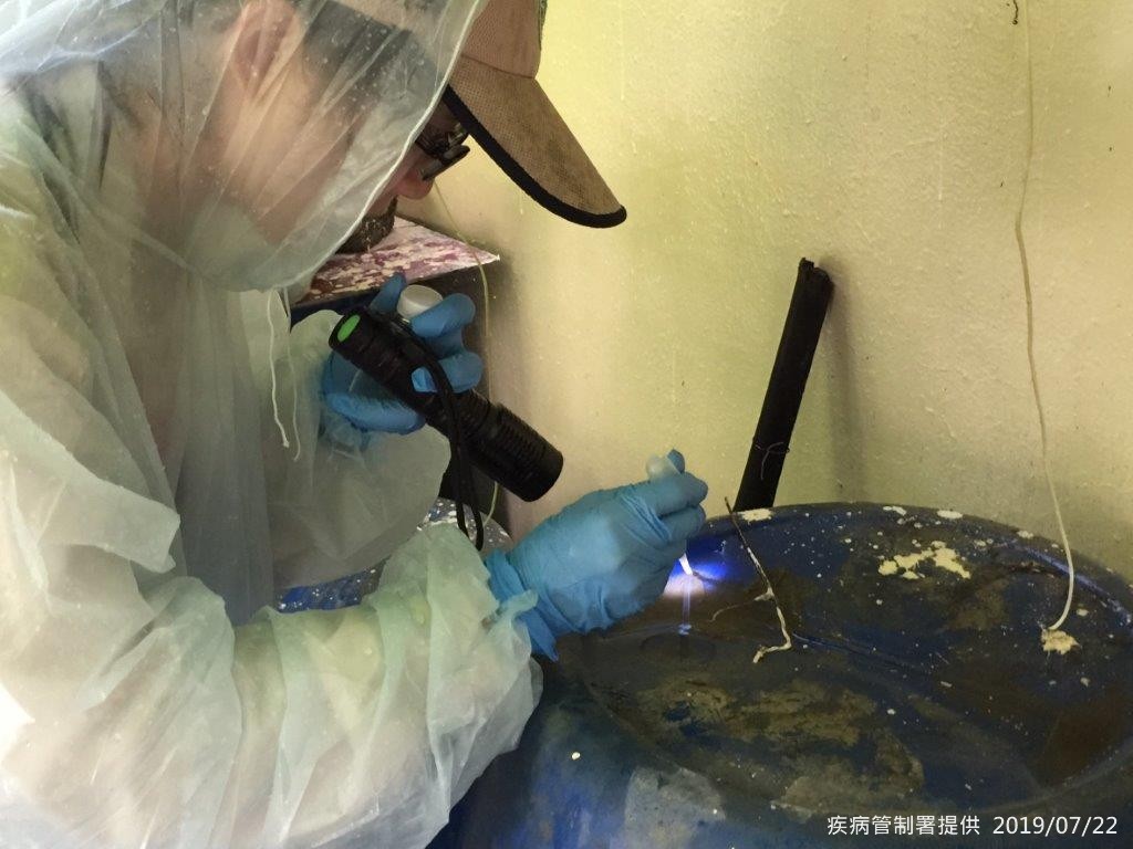 疾管署防疫人員於台南市東區執行病媒孳生源查核。（照片來源：疾管署）