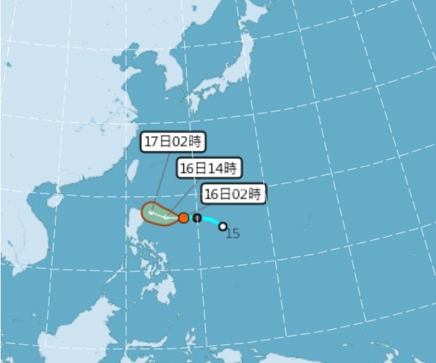 丹娜絲颱風今恐生成。明(17)日將明顯變天，東半部及南部開始出現陣雨， 18、19日也就是周四周五颱風最接近台灣，全台有雨。(照片來源：氣象局)