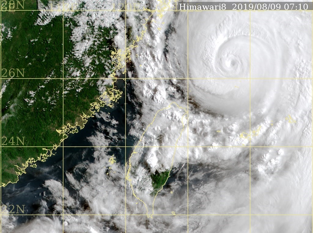 NOAA map of Typhoon Lekima.