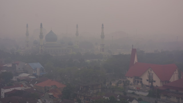 Asap Karhutla sangat tebal,menutupi perumahan di kalteng. (sumber dari: google)