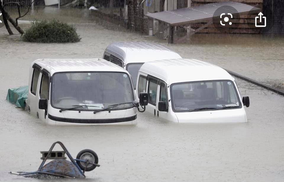 「哈吉貝」強烈颱風10月12日至13日侵襲日本關東地區，特大豪雨引發洪水氾濫及土石流。（照片來源：駐日代表 謝長廷 臉書）