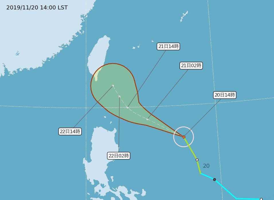 鳳凰颱風接近臺灣東南部海面(翻攝自中央氣象局網站)