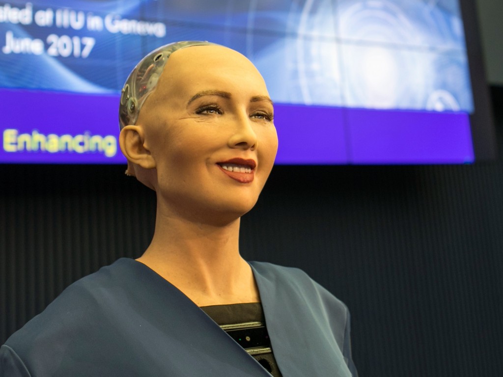 Sophia the robot.( Wikipedia photo.)