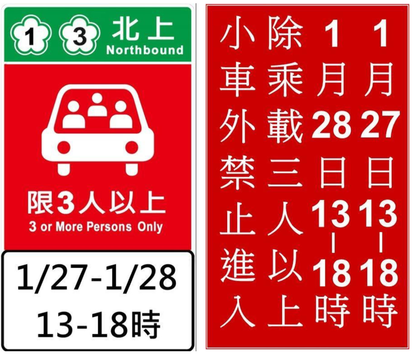 高公局簡化並運用顏色強化顯示預告告示牌裡的標語，讓用路人能快速判讀標誌內容。（照片來源：交通部）