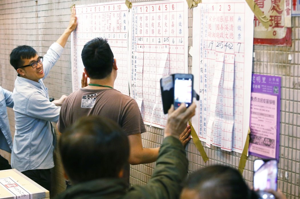 Ballots being announced during vote counting after Taiwan's 2020 elections (udn photo)