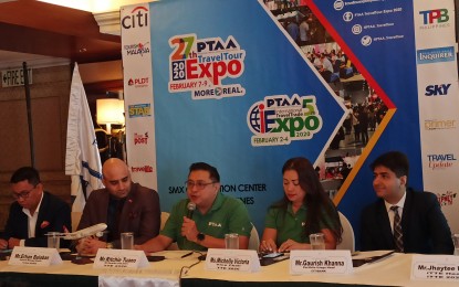 Officials of the Philippines Travel Agencies Association (PTAA) hold a press conference for the 27th PTAA Travel Tour Expo 2020 at the Manila Hotel on Friday (Jan. 10, 2020). Photograph: PNA