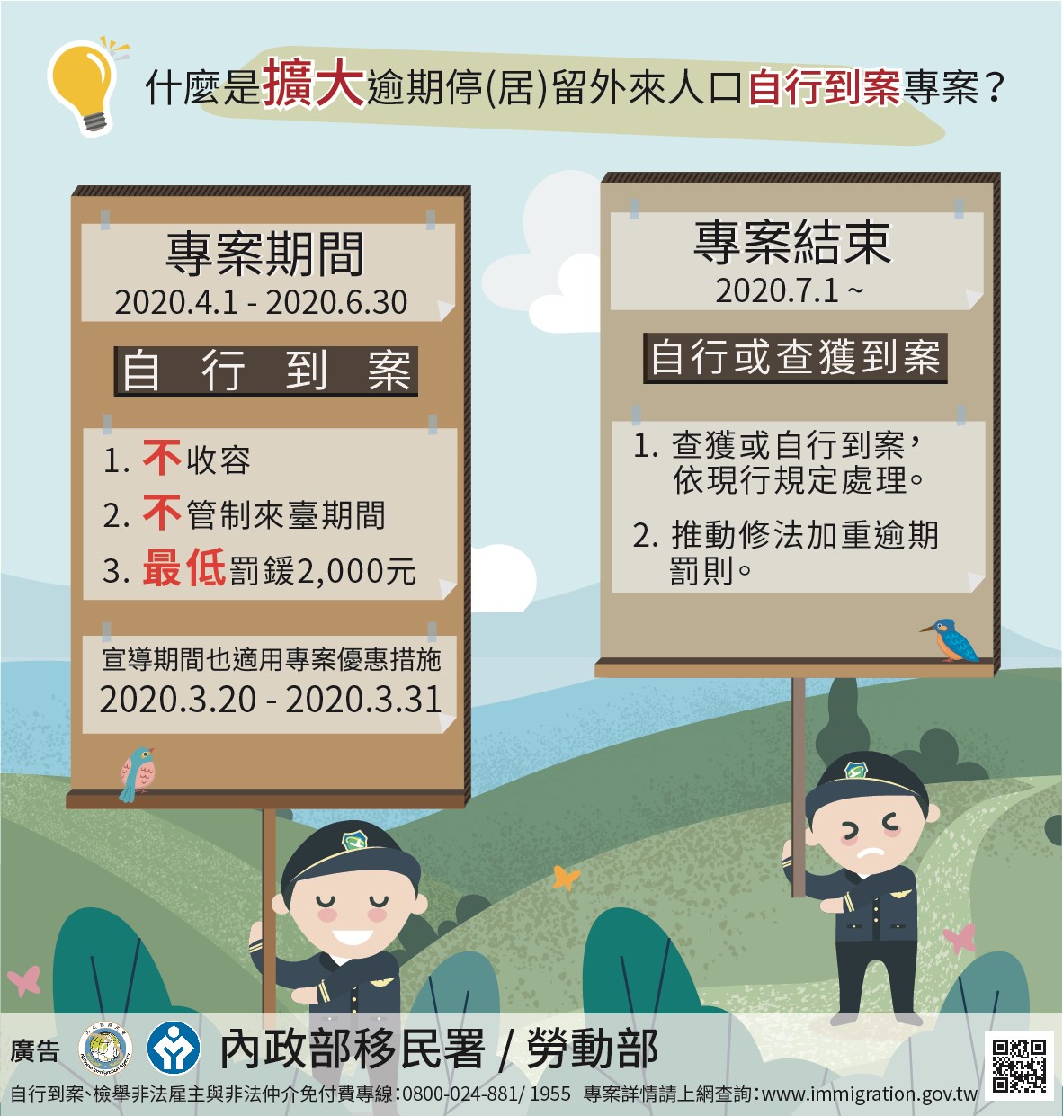 Tờ rơi tuyên truyền về Tự nguyện ra đầu thú 2.0 – bảng tiếng Trung (ảnh: Trạm phục vụ Sở Di dân số 2 Tp Đài Nam