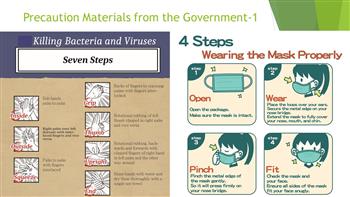 亞大國際學院製作防疫PPT簡報檔，以圖文簡述正確戴口罩的步驟、勤洗手防疫的要訣(翻攝自亞洲大學網站)