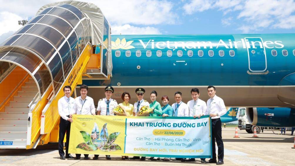 Vietnam Airlines lễ khai trương 4 đường bay mới kết nối Cần Thơ với Hải Phòng, Vinh, Buôn Ma Thuột, Đà Lạt.