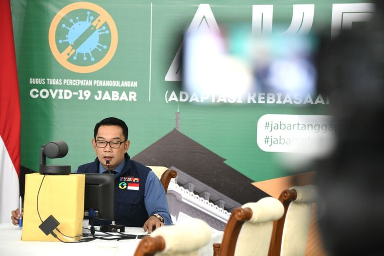 Gubernur Jawa Barat Ridwan Kamil, saat membuka Rapat Koordinasi Daerah (Rakorda) Baznas dan Lembaga Amil Zakat (LAZ) se-Jabar 2020 secara virtual, di Gedung Pakuan, Kota Bandung, Senin (13/7/2020).(DOK, Humas Pemprov Jabar)