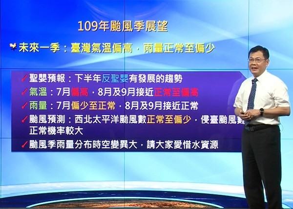 ปีของลานีญา กรมอุตุไต้หวันคาดการณ์จะมีพายุไต้ฝุ่นพัดเข้าไต้หวัน 3-5 ลูก และจะมีอากาศที่ค่อนข้างร้อน (ภาพจาก เฟสบุ๊กกรมอุตุนิยมวิทยา)