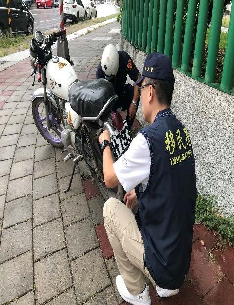 失聯移工遭查獲當日所騎乘之車輛(移民署高雄市專勤隊提供)