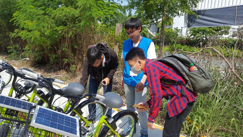 Mô hình xe đạp công cộng này đã từng được vận hành ở KTX sinh viên TP.HCM. Ảnh: ĐÀO TRANG