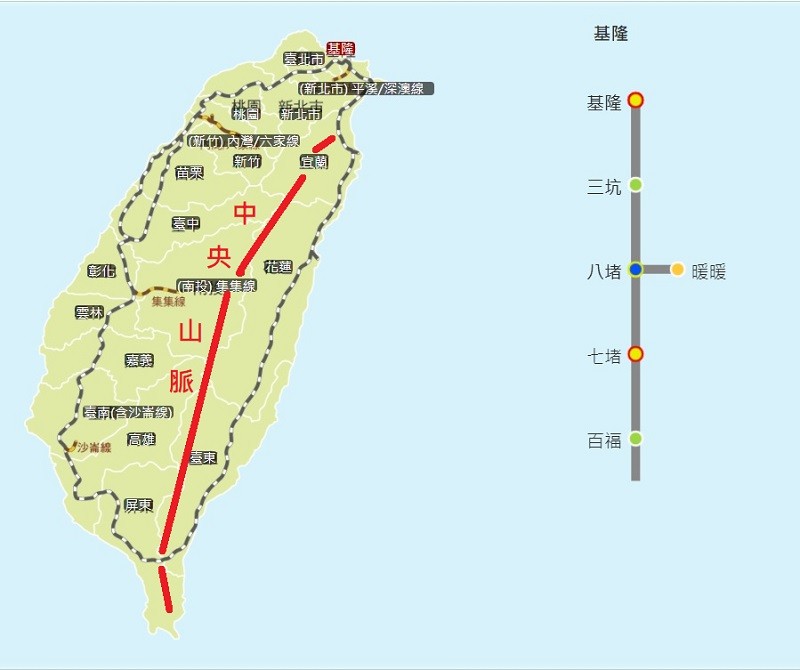 中央山脈示意圖 (照片來源：台鐵官網/TN後製)