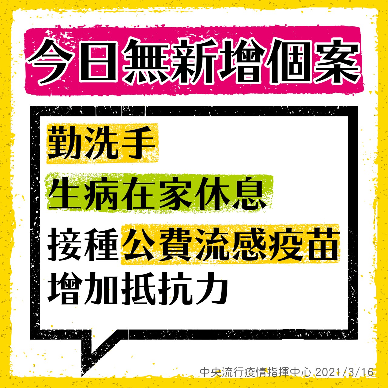 ＋0再現！ 3月16日新冠肺炎「無新增個案」　圖／疾管署提供