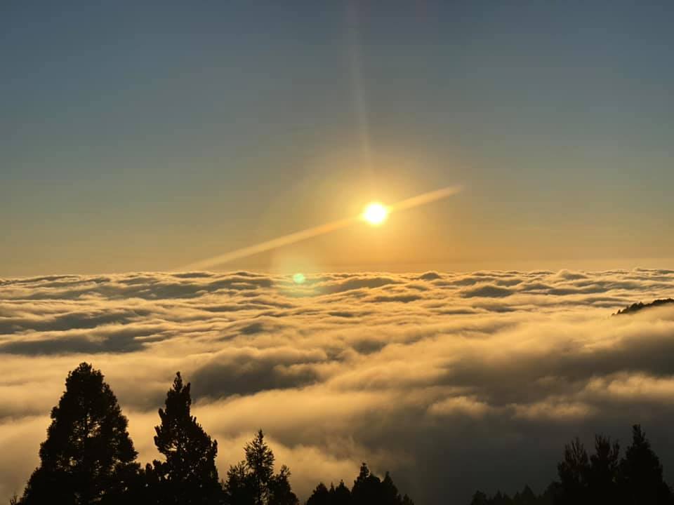 Ngắm bình minh lên và biển mây trời tại Đài quan sát Chúc Sơn. (Ảnh: tích dẫn từ facebook阿里山國家森林遊樂區)