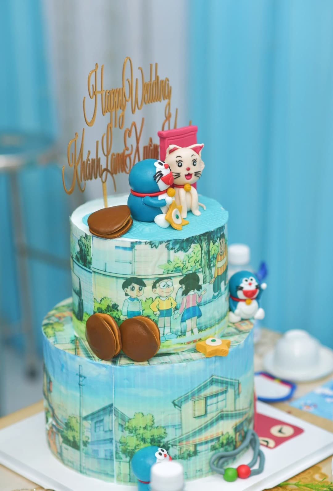Cô dâu là fan ruột của Doraemon quyết định trang trí lễ ăn hỏi theo phong cách chú mèo máy nổi tiếng. (Ảnh: trích dẫn từ Vietnamnet