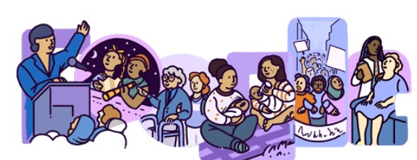 google搜尋首頁，在今天國際婦女節，以各種職業女性做動畫。 圖／翻攝自google搜尋首頁