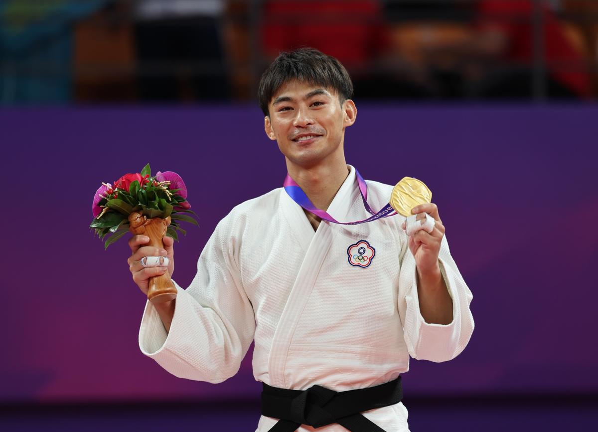 At the Hangzhou Asian Games, Yang Yung-Wei won the judo gold medal.  Photo provided by Chinese Taipei Olympic Committee