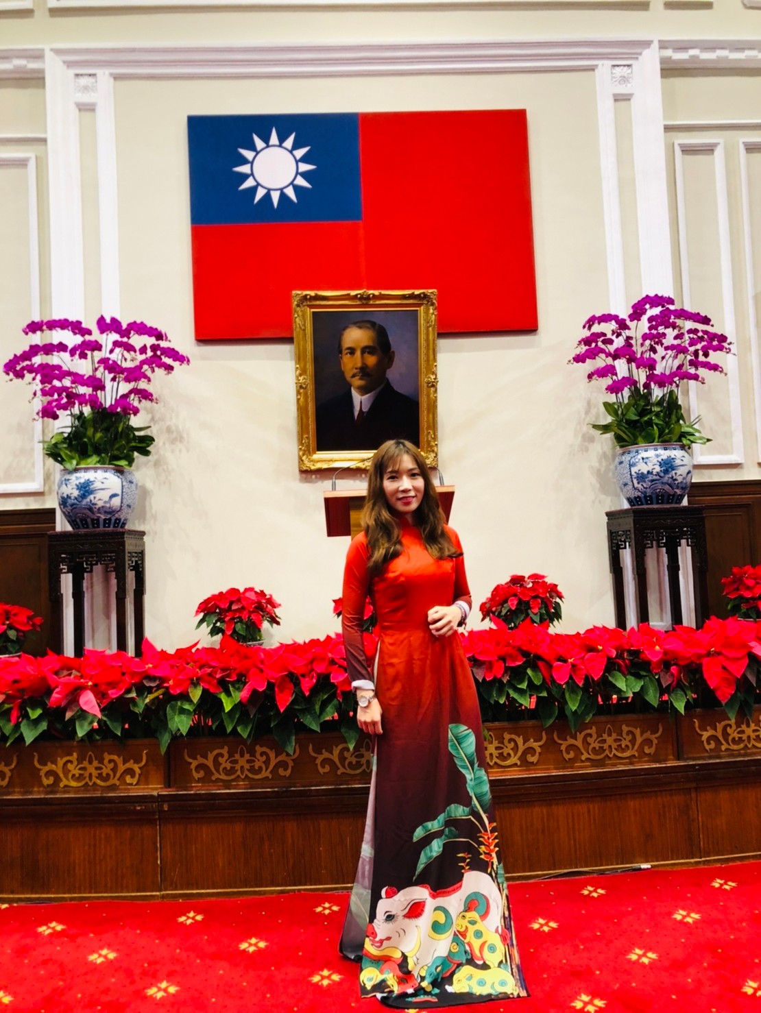 Tran Ngoc Thuy was invited to sing Taiwan’s national anthem at the National Day Ceremony. (Photo / Provided by Tran Ngoc Thuy)
