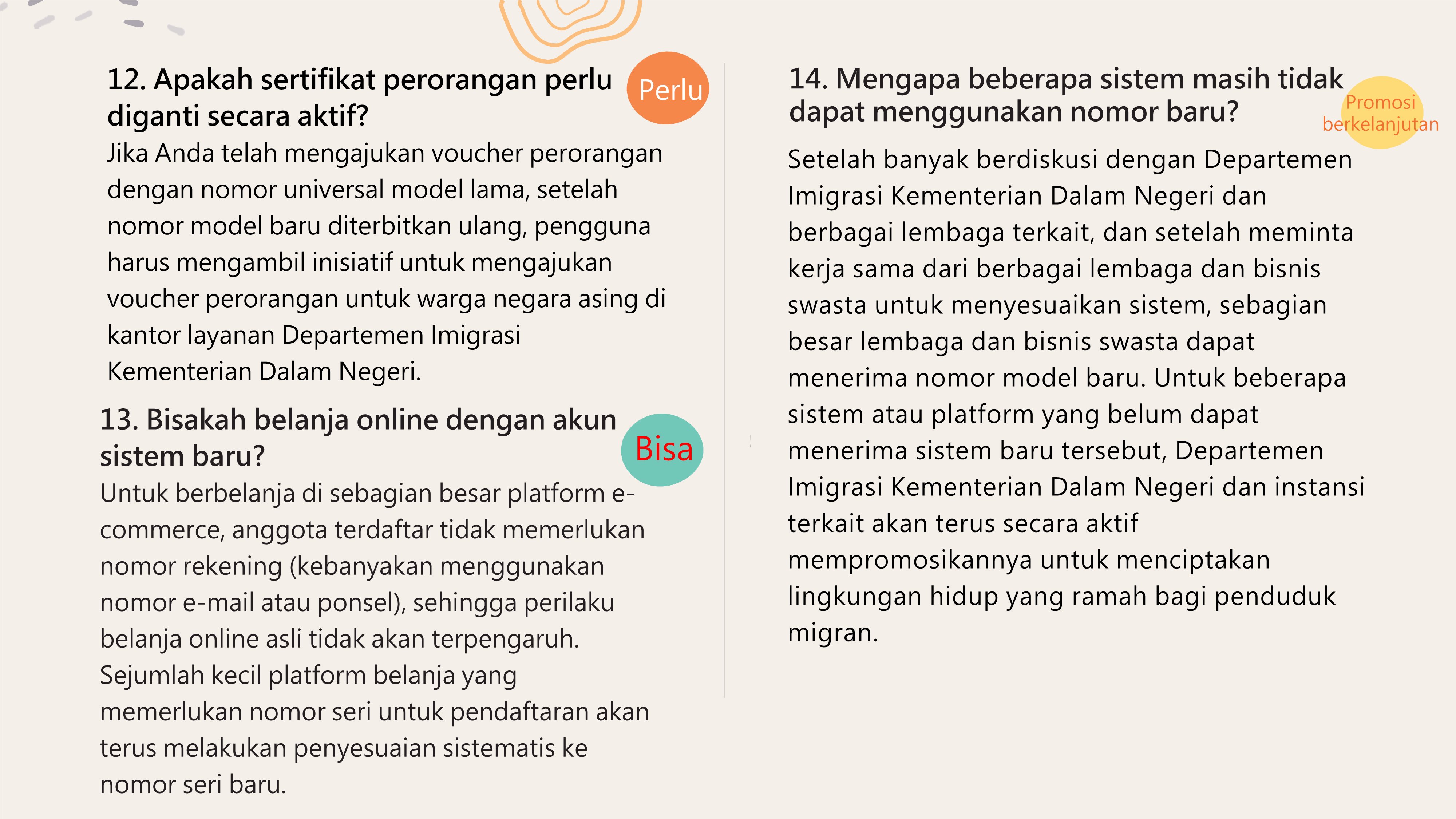 新式外來人口統一證號換發介紹-印尼文