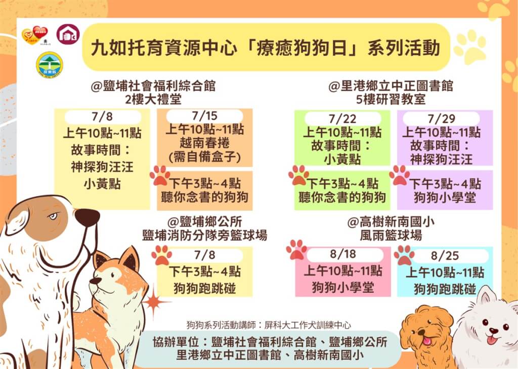 Pingtung County launches dog-themed activities (療癒狗狗日) during summer vacation to promote parent-child education.  Photo provided by Pingtung County Government