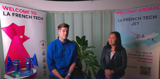 Buổi phorg vấn của Lukas và cô Lâm Mỹ Khanh – Giám đốc La French Tech Taiwan. (Ảnh: Nhân vật ủy quyền cung cấp)
